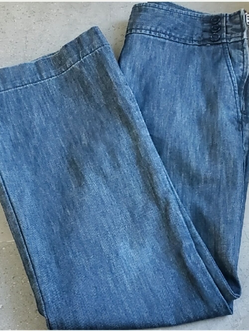 Signature Wide Leg Side Zip Jeans Denim